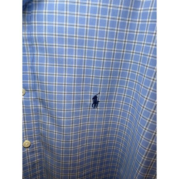 Ralph Lauren Men Classic Fit 17.5 34/35 Button Down Long Sleeve Shirt Blue Plaid - Picture 9 of 9
